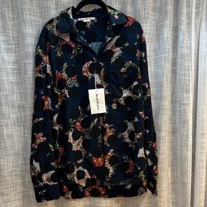 Acne Floral Blouse in Black and Red
